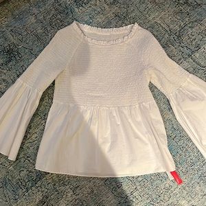 White flare top stretchy bottom